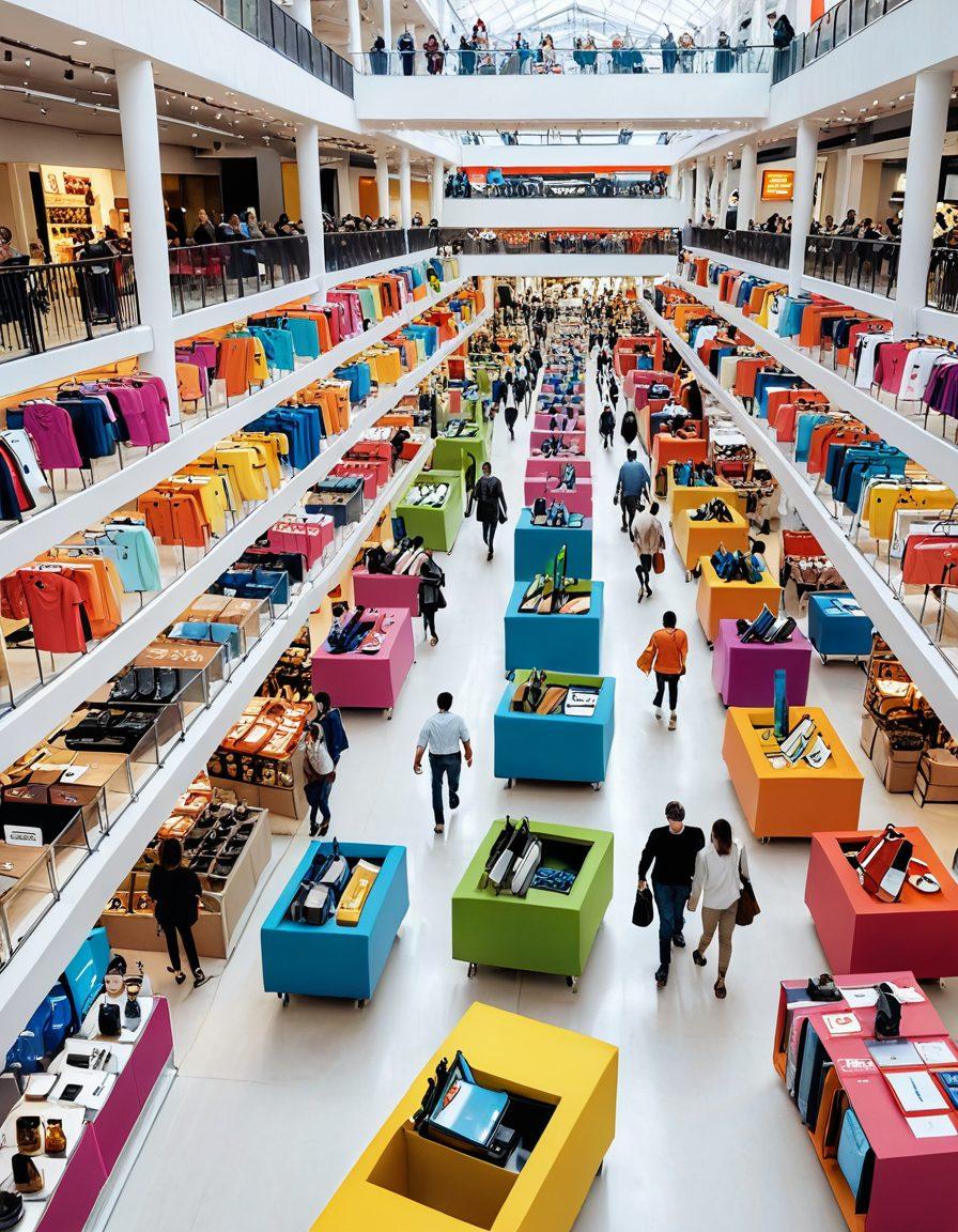 A vibrant digital marketplace scene showcasing a diverse group of savvy shoppers using smartphones and laptops, filled with colorful price tags, discounts, and savings icons. Highlight shopping carts overflowing with products that symbolize smart buying choices, with a backdrop of digital displays promoting sales. The atmosphere should be energetic and inviting, with bright colors to emphasize the idea of unlocking savings. super-realistic. vibrant colors. white background.